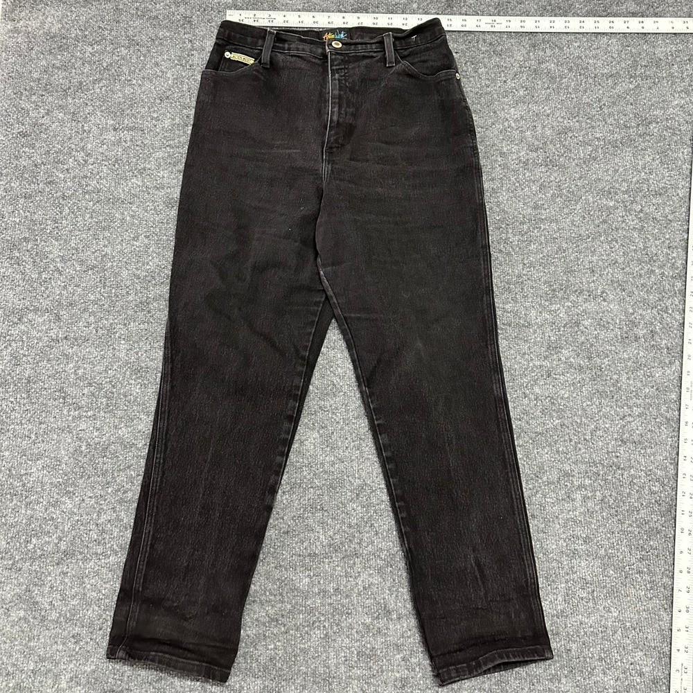 Action West Jeans Womens Size 14 Black High Waisted Straight Leg Stretch Denim